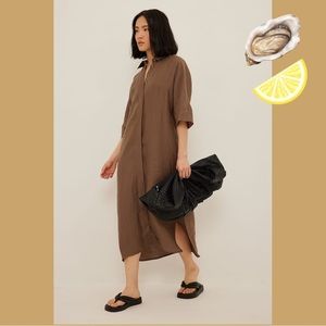 NA-KD Midi Dress Shirt, Brown, US 6, Small